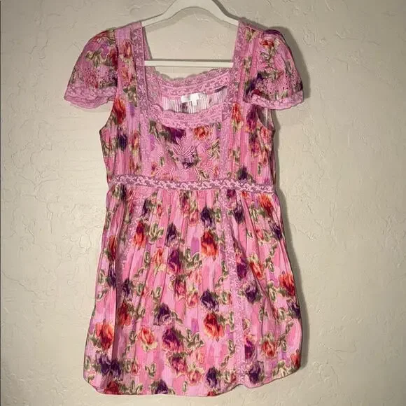 Nutmeg Dress LoveShackFancy floral pink mini dress size 8 - Picture 2 of 11